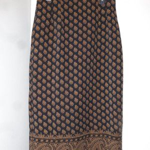 Briggs  Black/ Brown Maxi  Fitted Skirt w/ pattern